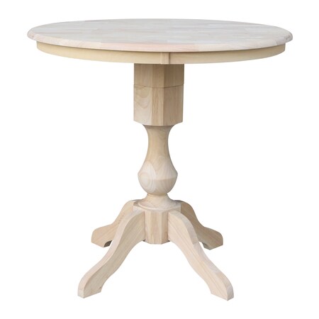 International Concepts Round 36 in Round Top Pedestal Table, 34.9 inH, Unfinished, 36 in W, 36 in L, 35.9 in H, Wood K-36RT-11P